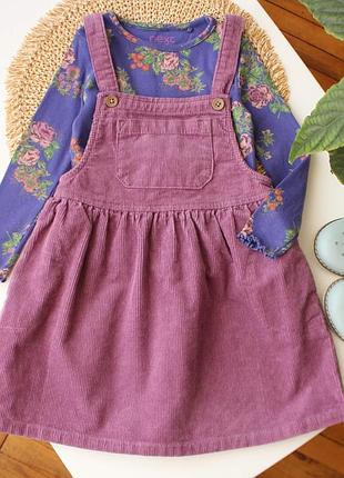 Комплект кофточка в цветы + вельветовый сарафан next 2-3 года