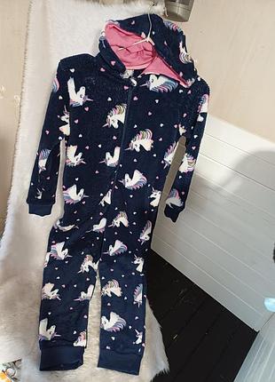 Теплий махровий кігурумі піжама сліп комбінезон єдиноріг єдинорожка поні поняшка 8-9 років