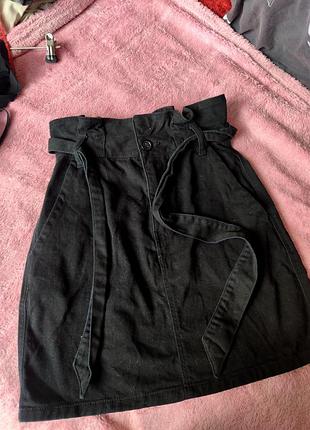 Джинсовая юбка с поясом