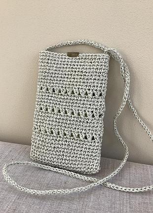 Сумка для телефона из рафии ручная работа