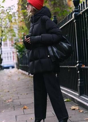 Zara пуховик оверсайз пух перо