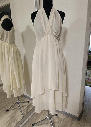 Ярусное нежное воздушное легкое платье полупрозрачное романтичное bequeenstory беж