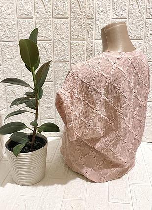 Eur 40 топ блузка блуза короткий рукав пудрова жіноча