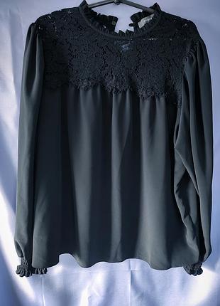 1+1=3 черная готическая блуза с кружевом