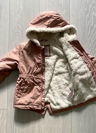 Дитяча рожева подовжена демісезонна куртка primark з капюшоном, 18–24 міс, 92 см
