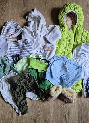 Пакет детской одежды для мальчика 0-3-6 мес, 56-62-68 размеры