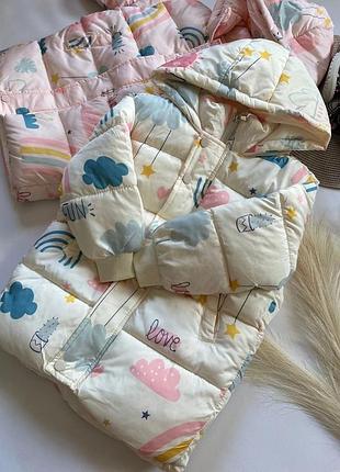 Тепла дитяча подовжена курточка для дівчинки