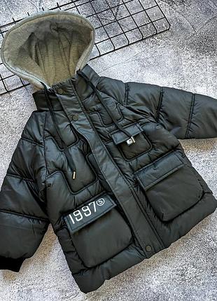 Тепла дитяча шкіряна курточка для хлопчика