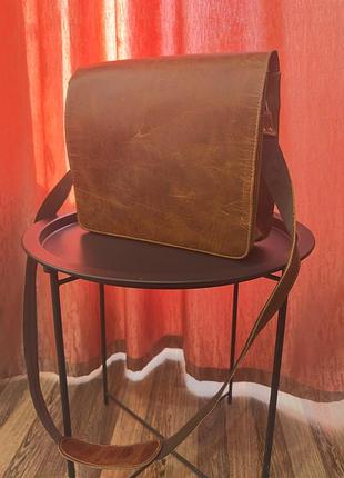 Коричнева офісна чоловіча сумка з натуральної шкіри зроблена на замовлення jaald