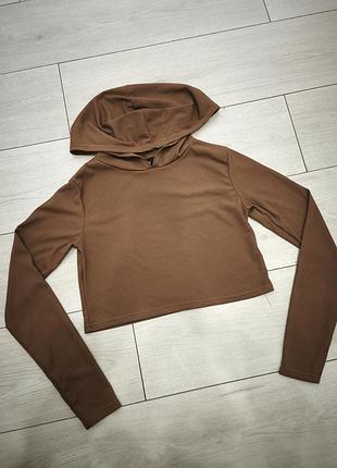 Кроп топ з капюшоном в рубчик