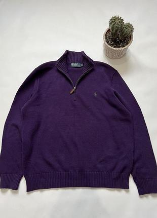 Чоловічий светр ральф лорен поло 1/4 зіп кофта фіолетова polo ralph lauren