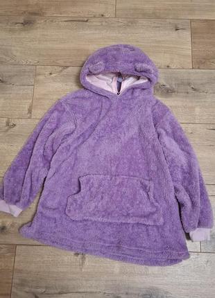 Халат худи флисовый девочке на 7-10 лет рост 122-140 см