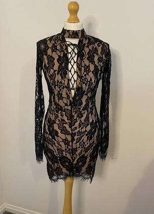 Кружевна мереживна чорна сукня xs-s на корпоратив