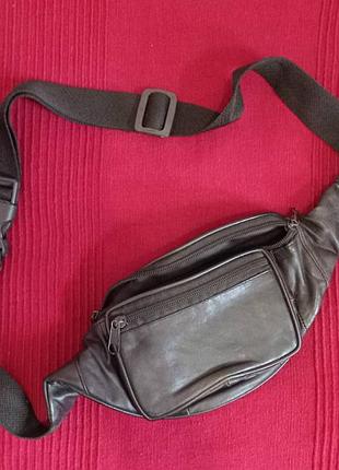 Мужская барсетка, бананка на пояс из натуральной кожи.