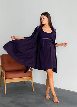 Комплект женский (хатат + ночная рубашка с кормлением) lace zna mama s-xl фиолетовый
