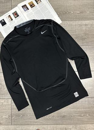 Оригінальний спортивний лонгслів nike pro combat compression t-shirt l/s black