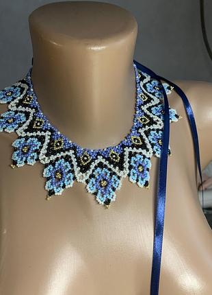 Нова силянка голуба фіолотева золота намисто буси подарунок кольє чокер гердан під вишиванку криза етно