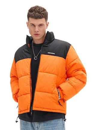 Стеганая дутая куртка черная-помаранч cropp s