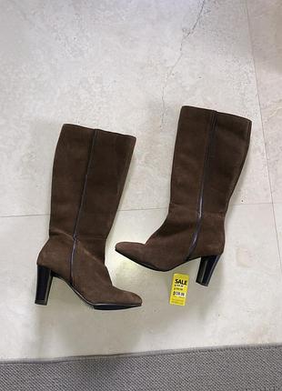 Pavers натуральні замшеві шкіряні високі чоботи натуральные замшелые высокие кожаные сапоги на каблуке каблуку