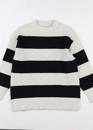 Zara свитер в полоску, белый/черный