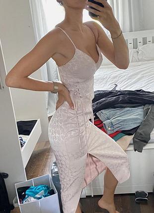 Святкова сукня з розрізом topshop пудрового кольору m-l