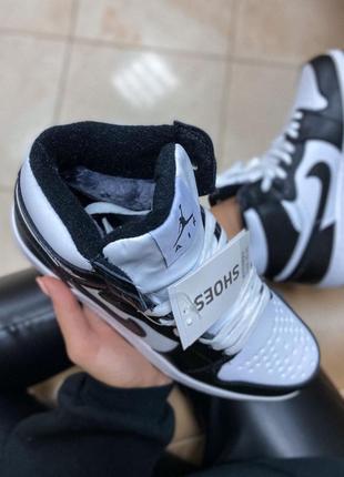 Nike air jordan black white fur черевики черевики кросівки кросівки4 фото