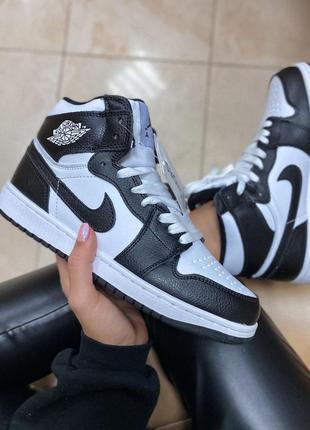 Nike air jordan black white fur черевики черевики кросівки кросівки6 фото