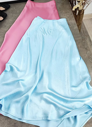 Голубая сатиновая миди marks &amp; spencer