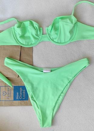 Салатовый купальник на завязках h&m р. м