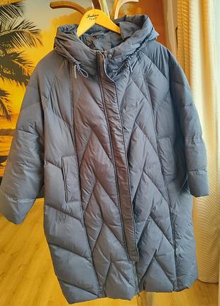 Пуховая курточка удлиненная, стильная, легкая, теплая