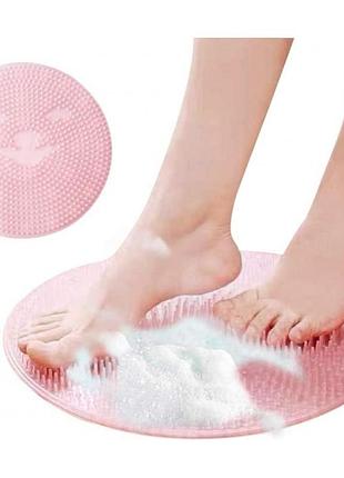 Коврик антискользящий массажный круглый для ванной на присосках. щетка - коврик для ванной