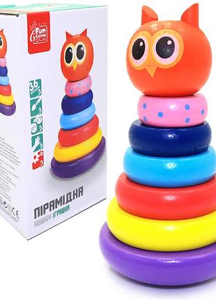 Игрушка деревянная пирамидка "сова" fun game 15*9*9 см