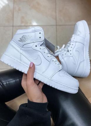 Ботинки nike air jordan white  fur черевики кроссовки кросівки