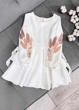 Платье с вышивкой вышиванка пшеница колоски белое белое платье платье вышиванка
