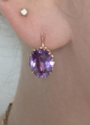 Золотые серьги с александритом ссср