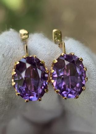 Золотые серьги с александритом ссср