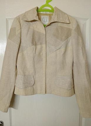 💙💛 gres
женский льняной жакет от виктории гресь, "gres", с элементами печворка, 42 р-р, бежевый цвет