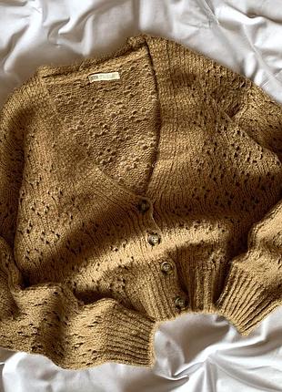 Пісочний коричневий светр кардиган на ґудзиках str