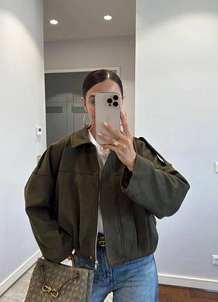 Бомбер замшевий хакі хіт осені