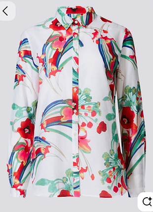 Натуральна яскрава сорочка бавовна/шовк від marks and spencer