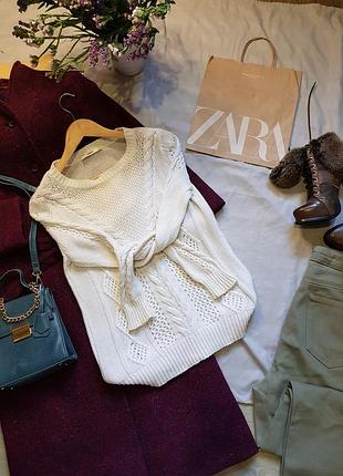 Светр жіночий білий мережевна в'язаний ажурна в'язка бавовна