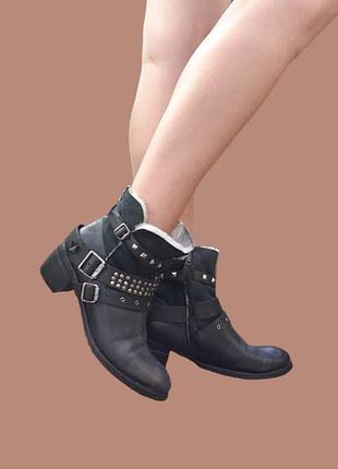 Шкіряні байкерскі черевики гранж мото вестерн