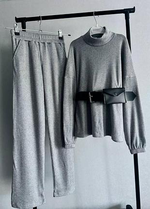 Ангоровый костюм в рубчик для девочки серый р.140, 146, 152, 158, 164