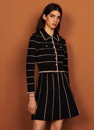 Черная трикотажная юбка трапеция короткая мини меди sandro париж р. xs, s