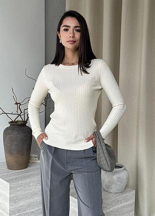 Женский базовый лонгслив в рубчик
