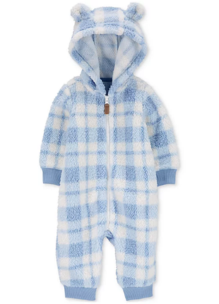 Carters комбинезон человечек картерс слип поддева шерпа plaid blue