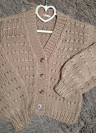 Кардиган теплый, на пуговицах, цвет бег