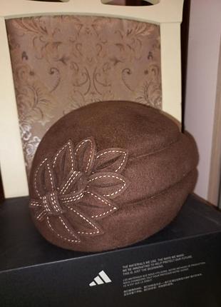 Фетровая женская шляпка, берет, шляпа helen line, коричневый, 54 см