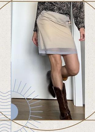 Міні прозора сітка трикотаж тренд юбка коротка спідниця бежева y2k jaded
