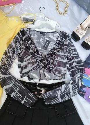 Болеро топ кардиган прозрачная сетка стрейч с рюшами и воланами на завязках